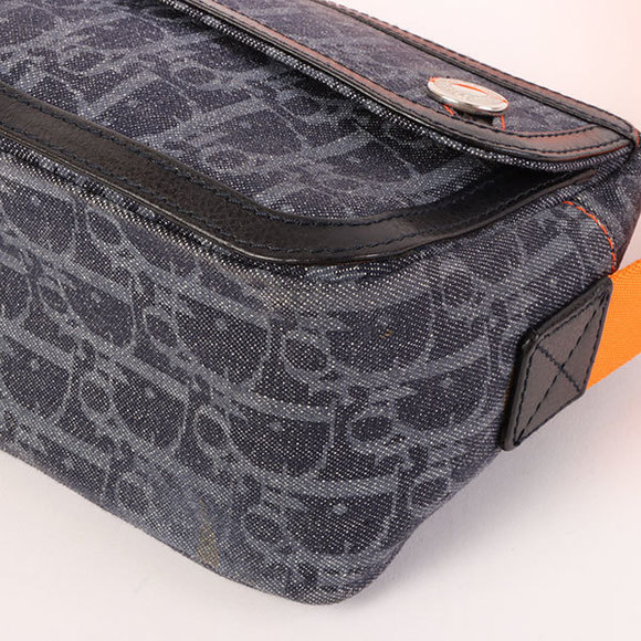 DIOR Flightline Denim Trotter Pattern Shoulder Bag Indigo/Orange - Picture 8 of 12